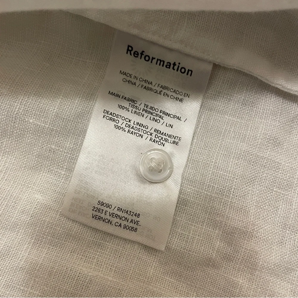 Reformation White Button-Down Linen Blend Shirt - Picture 10 of 10